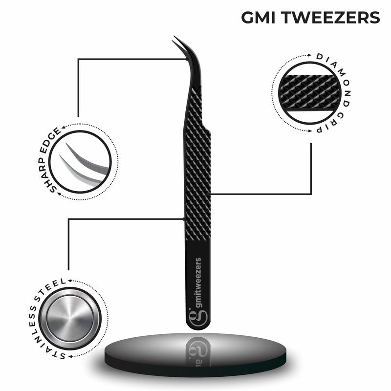 GMI TWEEZERS GMI Lash Tweezers - Set of 5 Eyelash Tweezers- Stainless Steel Eyelash Extension Tweezers - Multipurpose Lash Tweezers T2233 Tweezer