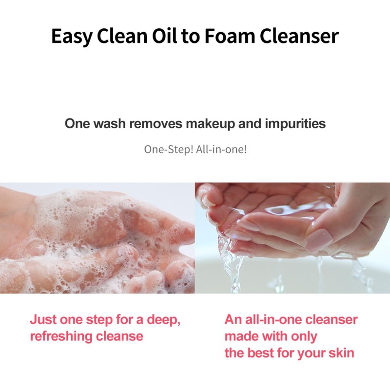 Oil to Foam Cleanser, 120ml, Gentle Korean face wash for daily makeup removal. Refreshes, and deeply cleanses pores. Soap-free, non-drying, safe for sensitive skin. Removes makeup and impurities.