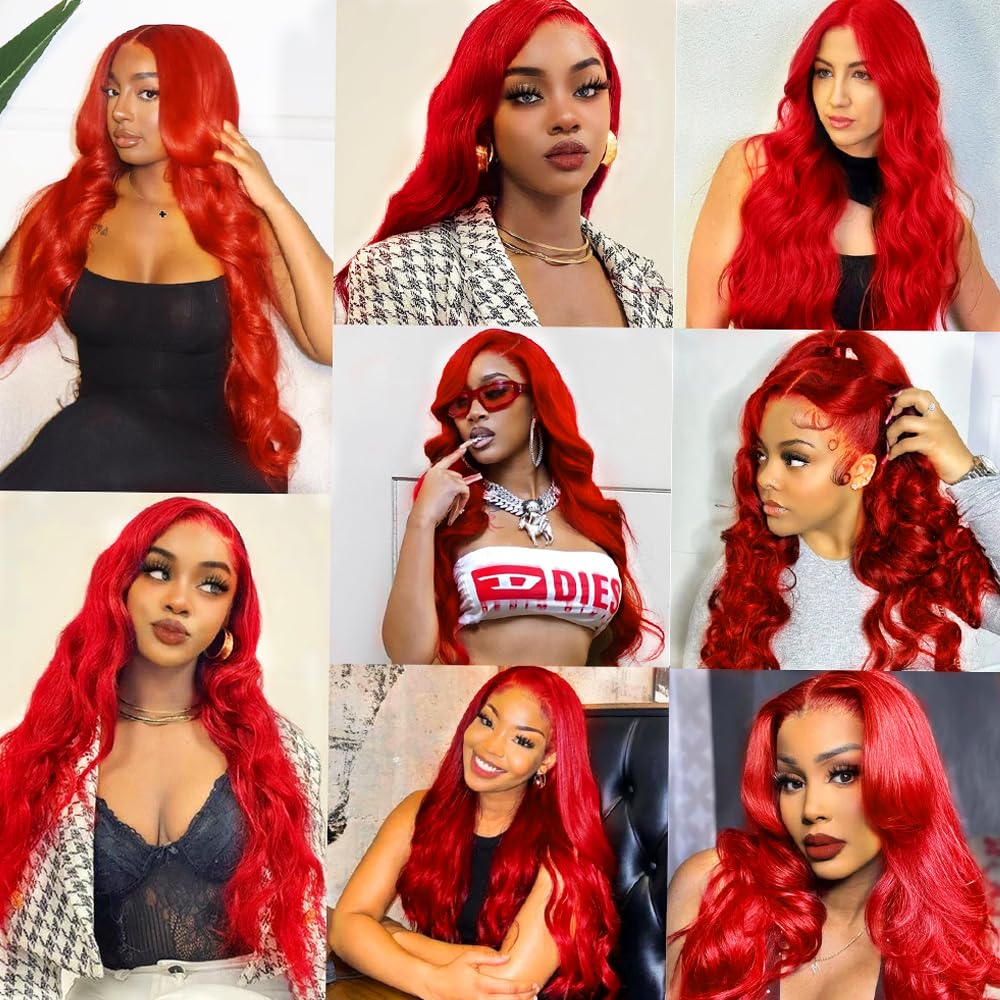 Braight Red Bundles Human Hair Red Body Wave Bundle 20 22 24 Inch Unprocessed Virgin Remy Hair 3 Bundles Burgundy Bundle Hair Weave