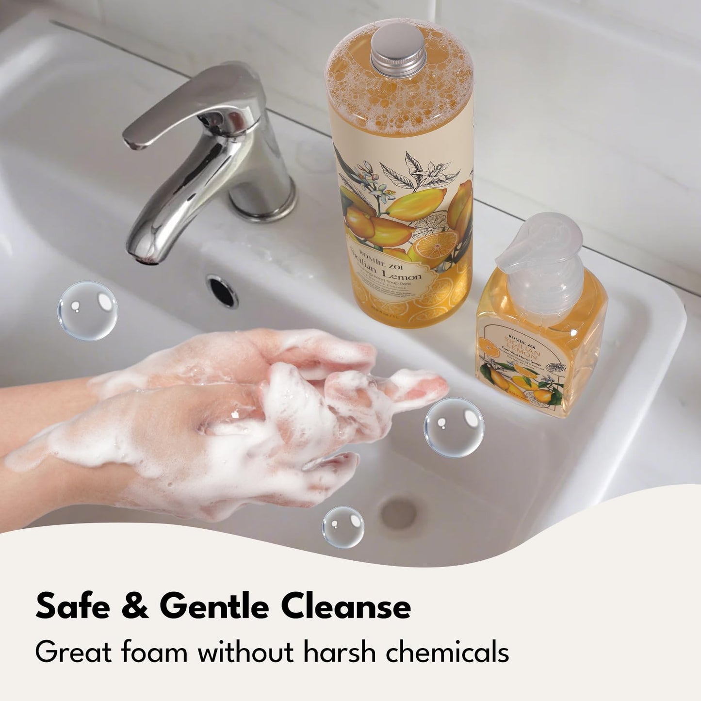 ROMIIE ZOI Hand Soap Refills Foaming, Lemon, 33.8 Fl Oz, 3-Pack