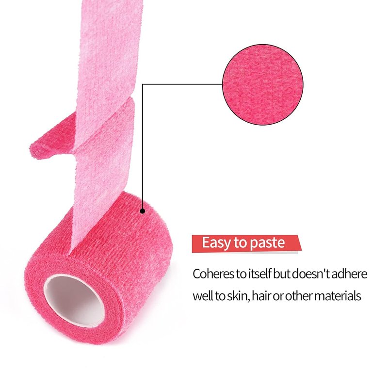 Tattoo Grip Cover Wrap - 24PCS Disposable Elastic Bandage for Tattoo Machine | Phosphor Pink