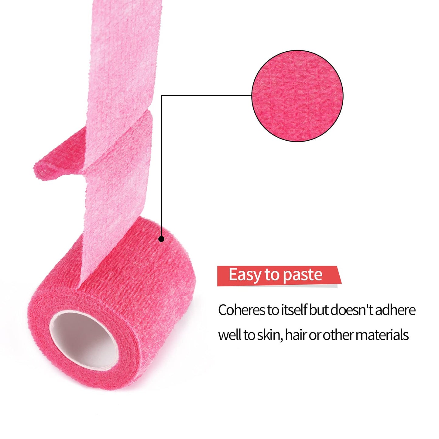VideoPUP Tattoo Grip Cover Wrap,40pcs Phosphor Pink Disposable Cohesive Tattoo Grip Cover Elastic Bandage Handle Grip Tube for Tattoo Machine Tattoo Grip Accessories