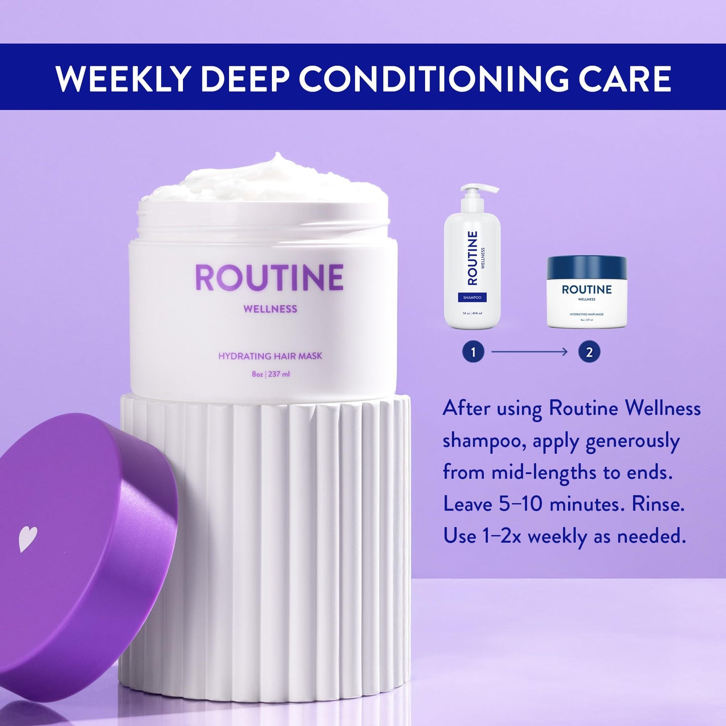 Routine Wellness Deep Conditioning Hair Mask - Bring Dry, Damaged Hair Back to Life – Hydrating Repair Treatment that Moisturizes, Strengthens & Adds Volume – Coconut & Vanilla 8oz