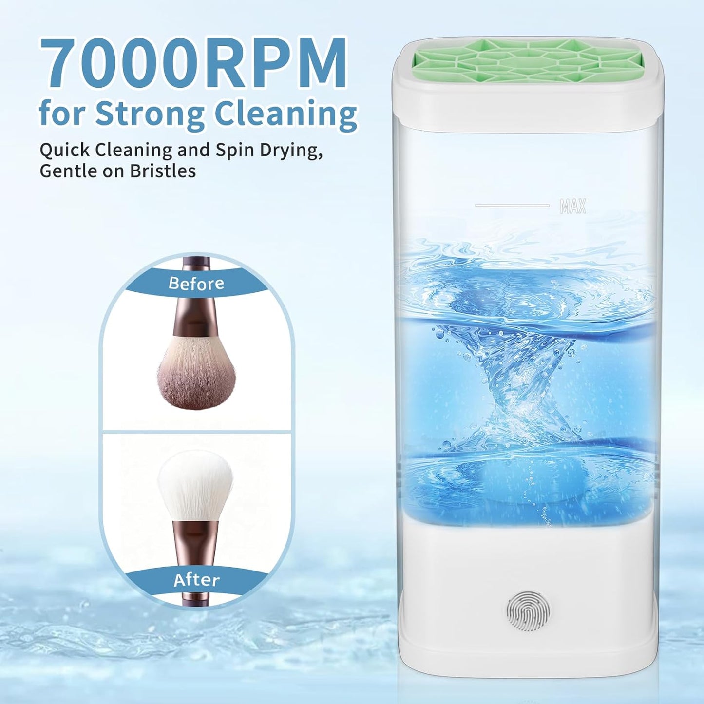 Electric Makeup Brush Cleaner - 9000 RPM Automatic Cleaning Machine | Waterproof for Brushes & Sponges