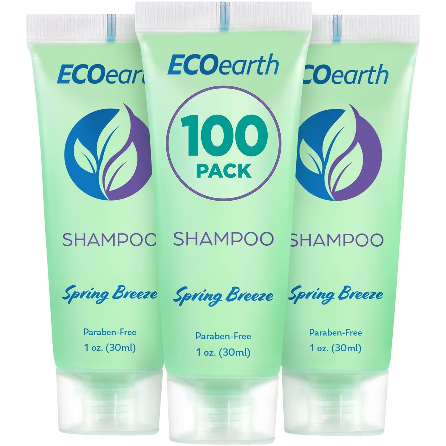 EcoEarth - Travel Size Hotel Shampoo - 1 fl oz, 100 Pack, Spring Breeze - Delight Your Guests with Revitalizing & Refreshing Hair Clenaser for Guest Hospitality - Small Size Luxury Shampoo in Bulk