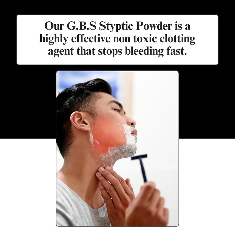 G.B.S Styptic Powder Vials - Stop Bleeding Fast for Cuts & Nosebleeds | First Aid Kit (.18 oz, 12 Pack)