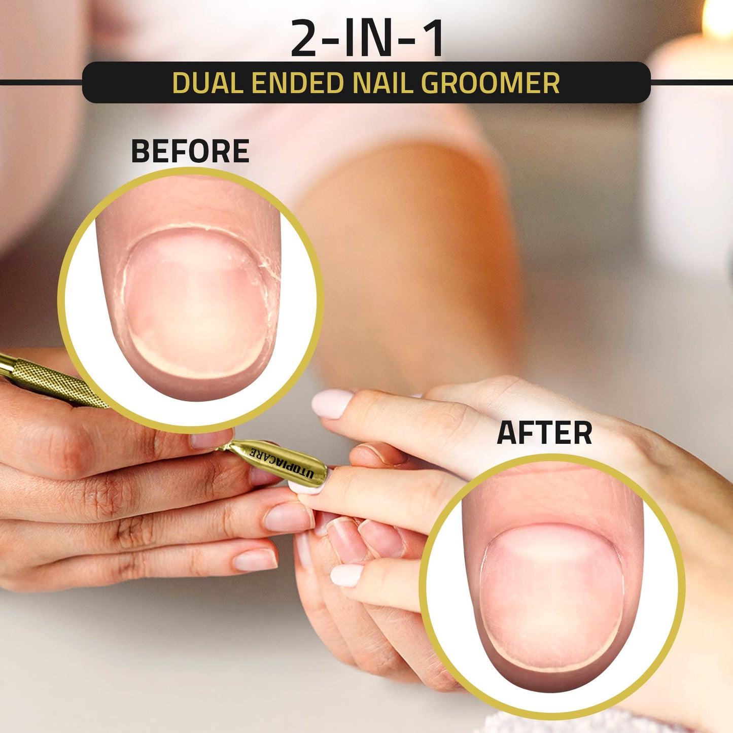 Utopia Care Cuticle Pusher Tool and Spoon Nail Cleaner - Professional Grade Stainless Steel Cuticle Remover and Cutter - Durable Manicure and Pedicure Tool - for Fingernails and Toenails