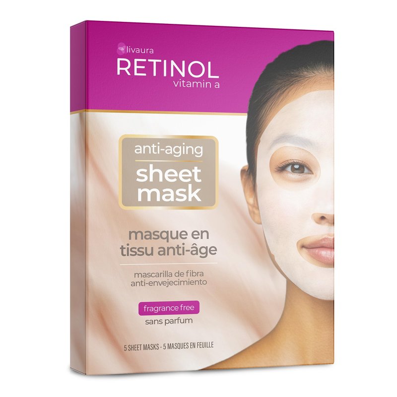 LIVAURA Retinol Anti-Aging Sheet Mask – Hydrating Collagen Face Masks, Sheet Masks for Skin Care, Moisturizing Facial Mask Pack for Women, Sensitive & Dry Skin, Hydrating Face Mask