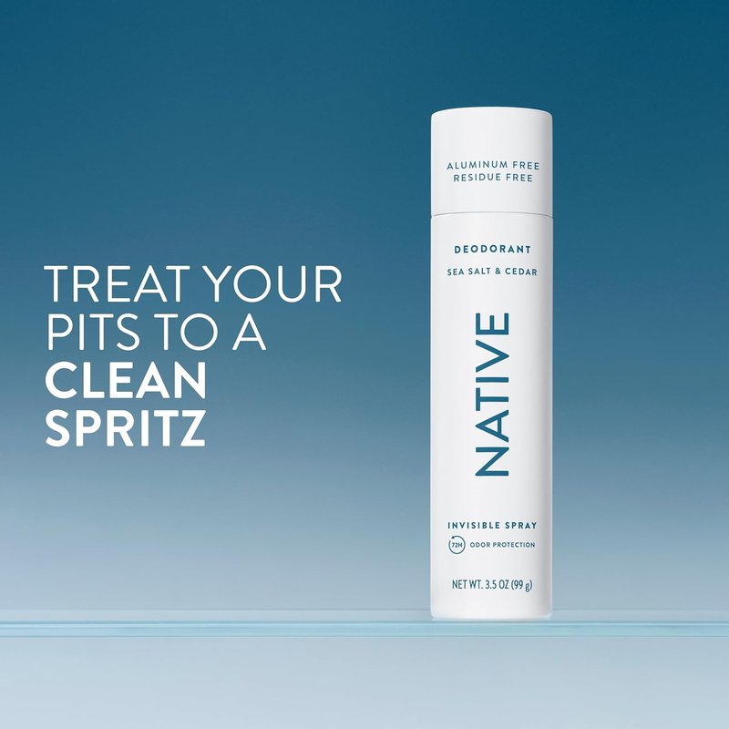 Native Deodorant & Body Spray - Sea Salt & Cedar | 72-Hour Odor Protection, Aluminum-Free, 3.5 oz