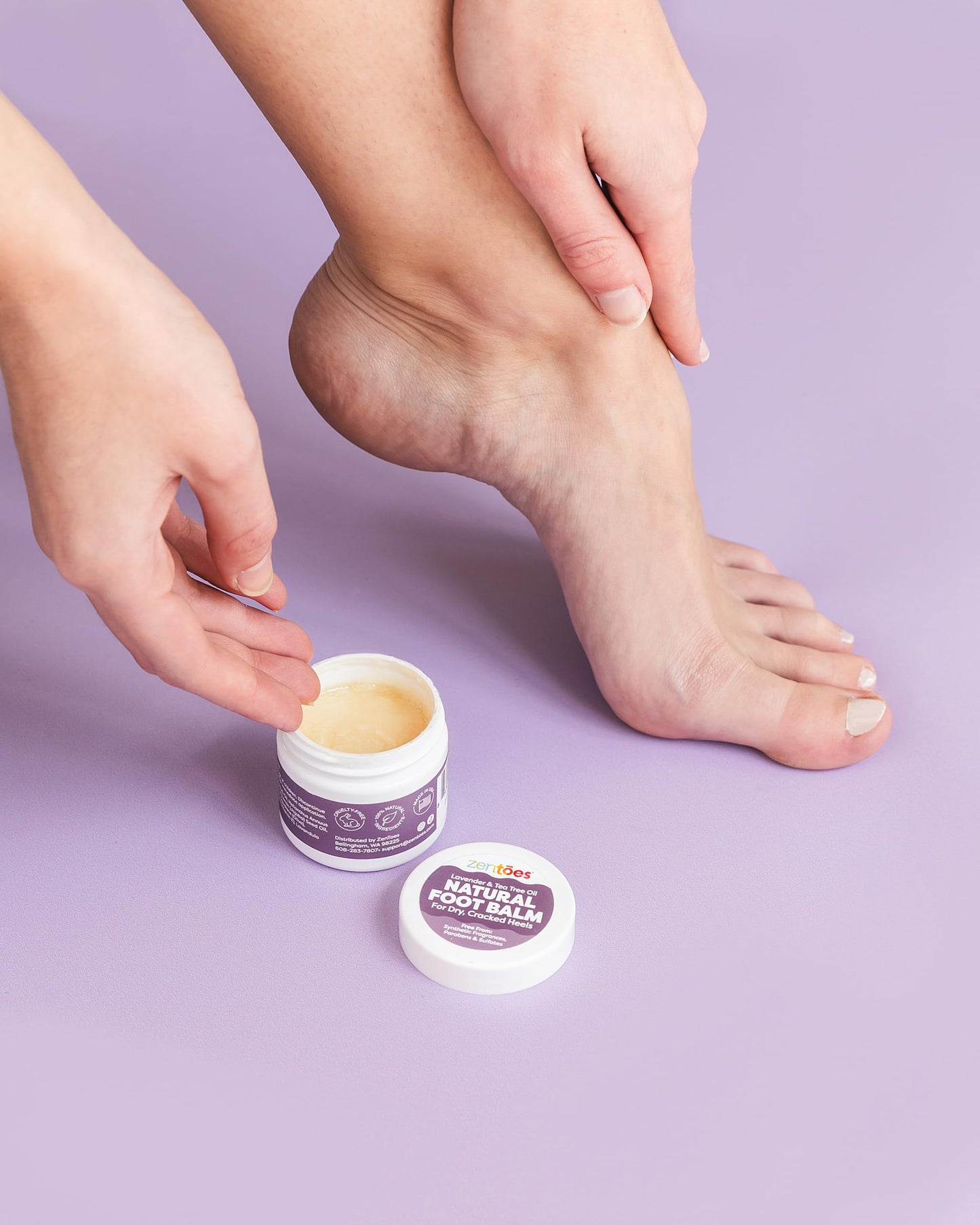 ZenToes Moisturizing Heel Socks with Natural Hydrating Foot Balm Bundle - Home Pedicure Gift Set - Fuzzy Blue Kit