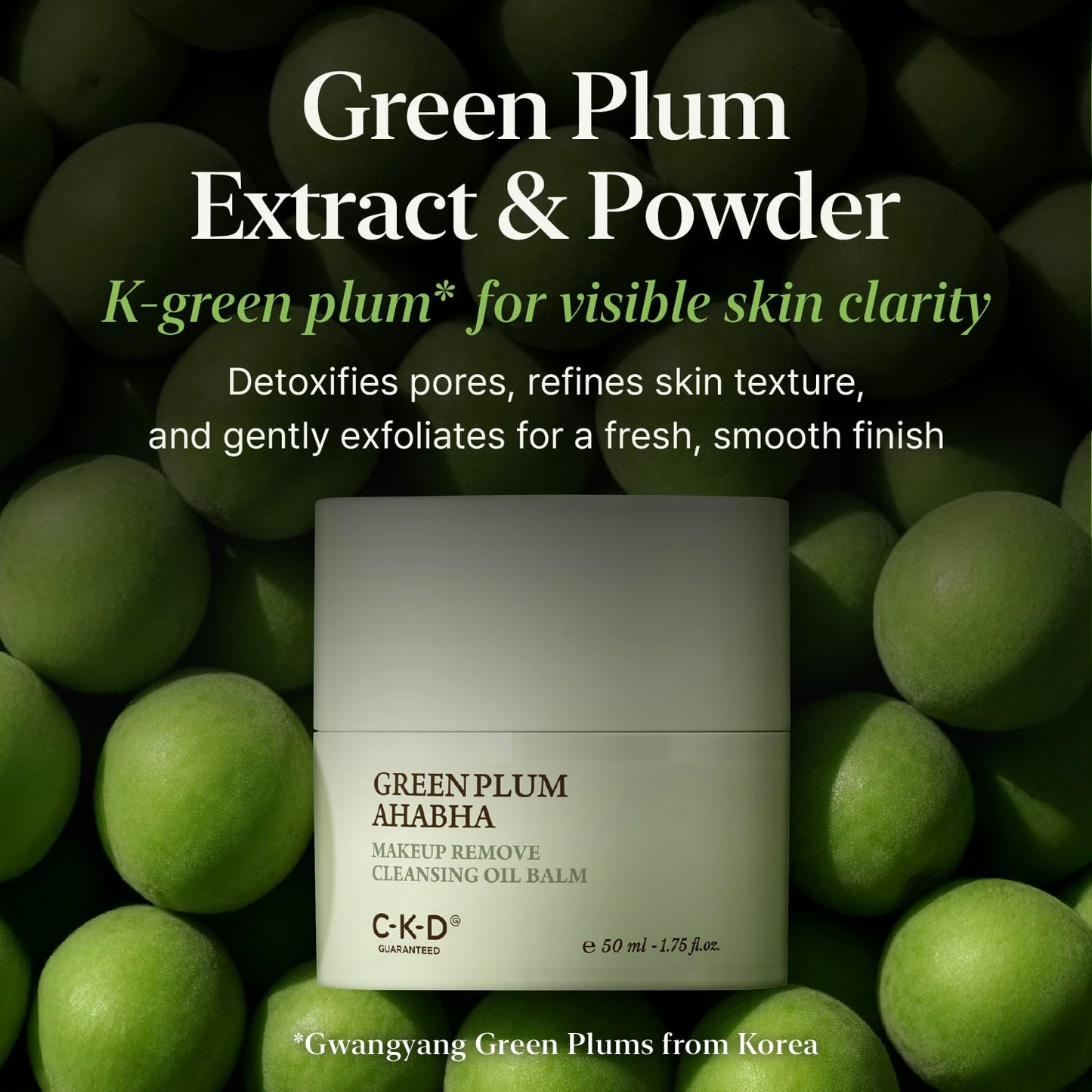 AHA·BHA Green Plum Cleansing Oil Balm - Exfoliating Sherbet Cleanser for Makeup & Blackhead Removal | 1.75 fl oz