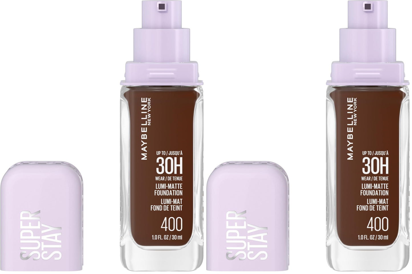 Maybelline Super Stay Lumi-Matte Foundation, Lightweight and Buildable Full Coverage Foundation Makeup For Up To 30HR Wear, 400, 1 Count (Pack of 2)