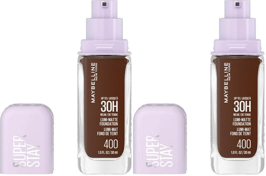 Maybelline Super Stay Lumi-Matte Foundation, Lightweight and Buildable Full Coverage Foundation Makeup For Up To 30HR Wear, 400, 1 Count (Pack of 2)