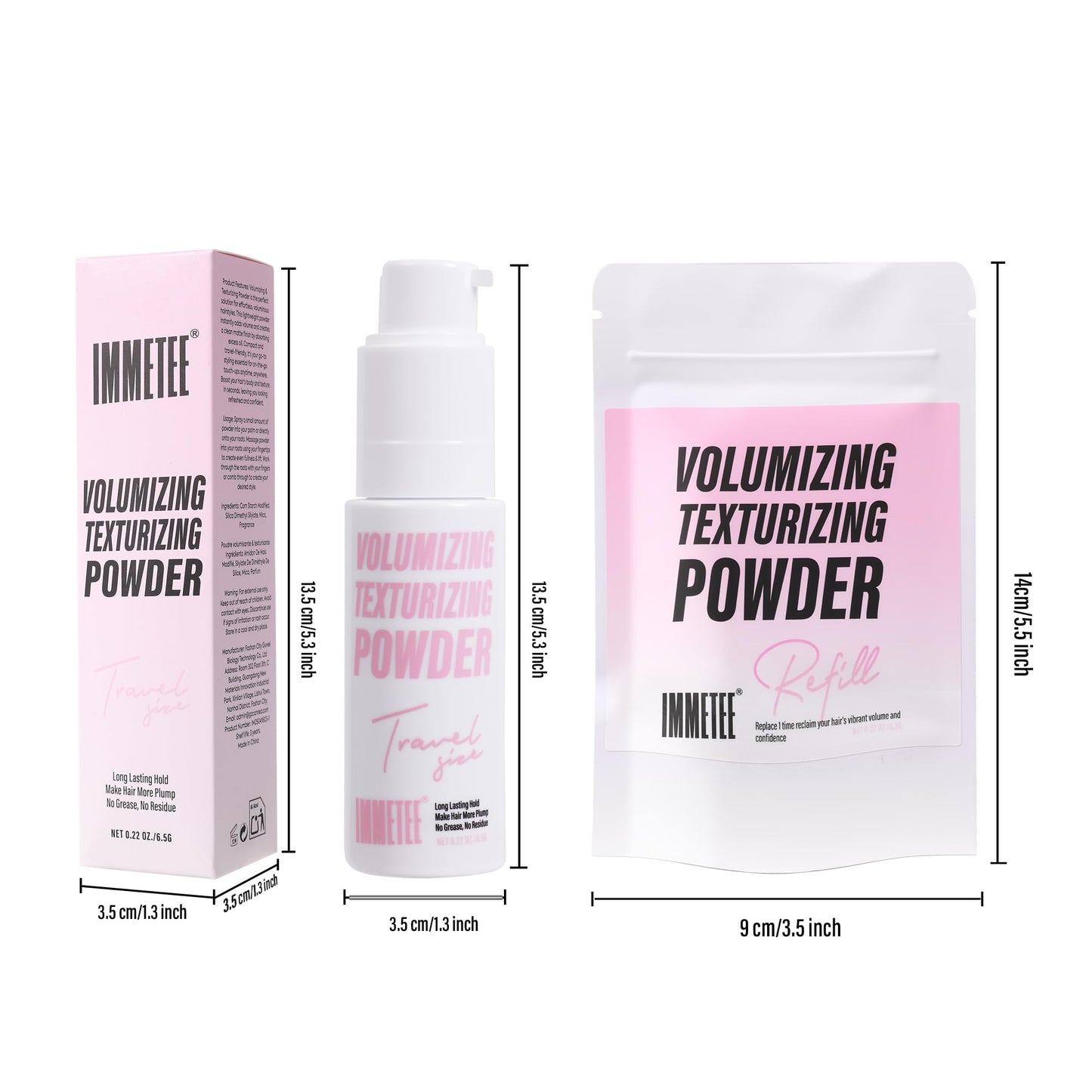 immetee Texture Powder, Texture & Volume for Men and Women, Root Lifting Hair and Styling for All Hair Types, With Refillable packaging (Texture Powder 13g, Citrus)