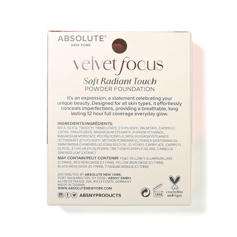 Velvet MFVF02 Light Medium Neutral Focus Powder Foundation - Talc-Free, 12H Long-Lasting, Lightweight Finish