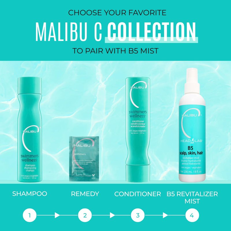 Malibu C Vitamin B5 Scalp, Skin and Hair Revitalizer Mist - Multi-Use Hydrating Mist Enriched with Allantoin to Help Soothe Skin, Restore Moisture and Improve Scalp Protection (8 oz)