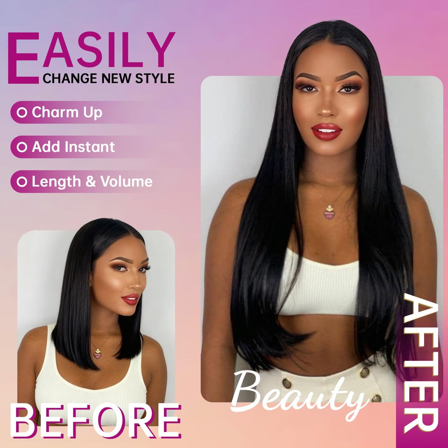PSIOOL 1B Natural Black Human Hair Clip In Extensions - 18 Inch Straight Seamless 8pcs/100g, Real Remy Invisible Clip Ins for Women（Cabello Humano)