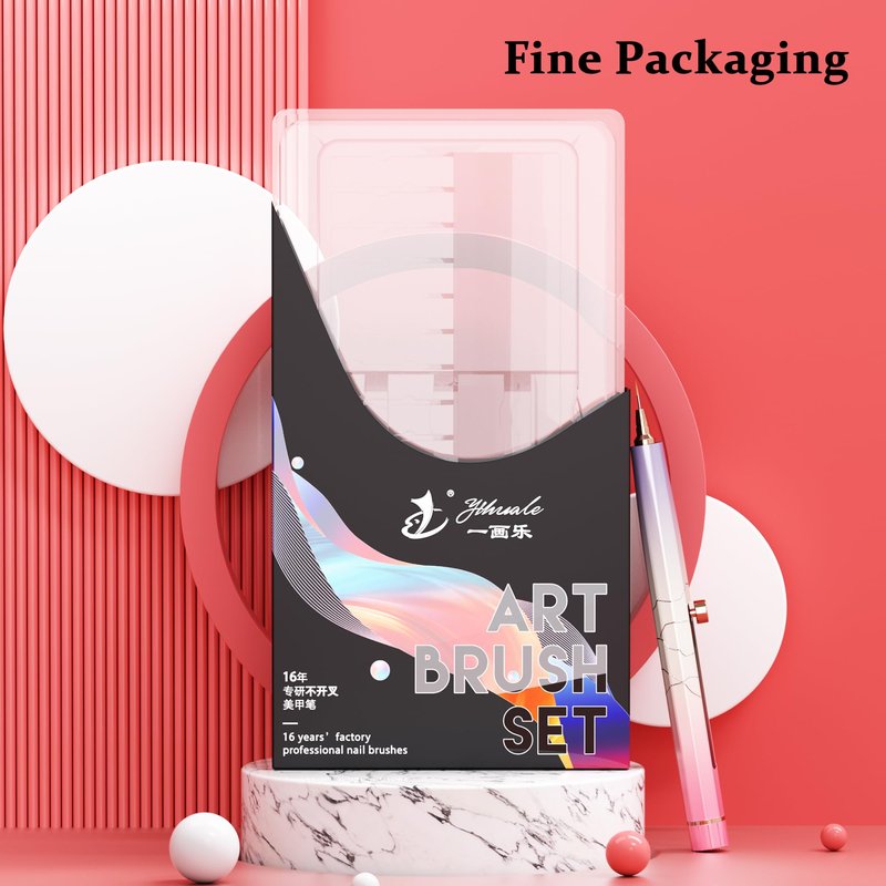 20PCS Nail Art Brushes Set, YIHUALE Retractable Builder Nail Extension Gel Brush, Gel Polish Art Design Pen Painting Tools, Nail Art Liner Brush and Dotting Pen for Salon, DIY (Pink+purple, 4+16PCS)