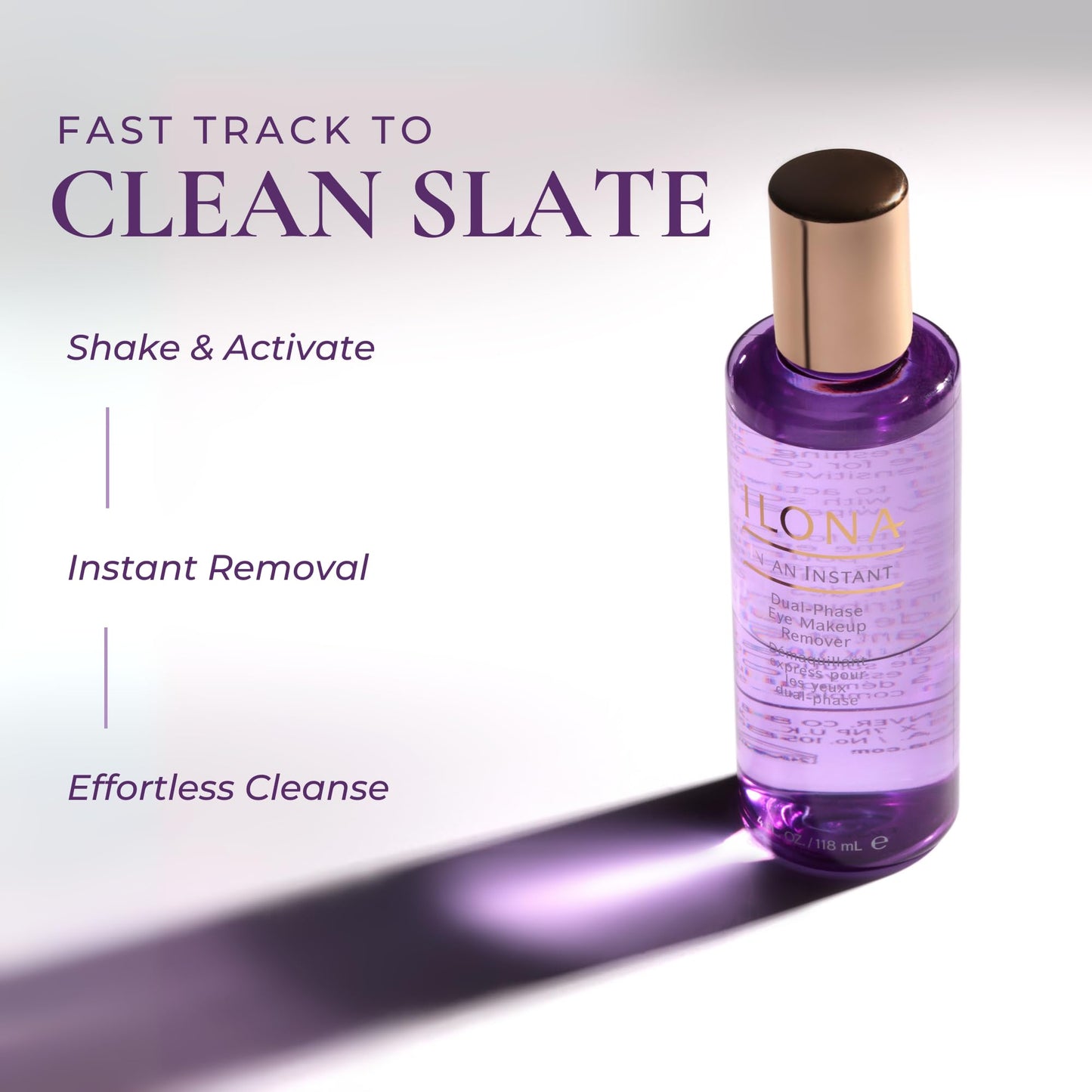 ILONA In an Instant Eye Makeup Remover | Melts Away Waterproof Mascara, Liner & Long-Wear Makeup | Oil-Free, Gentle for Sensitive Eyes | 4.0 oz