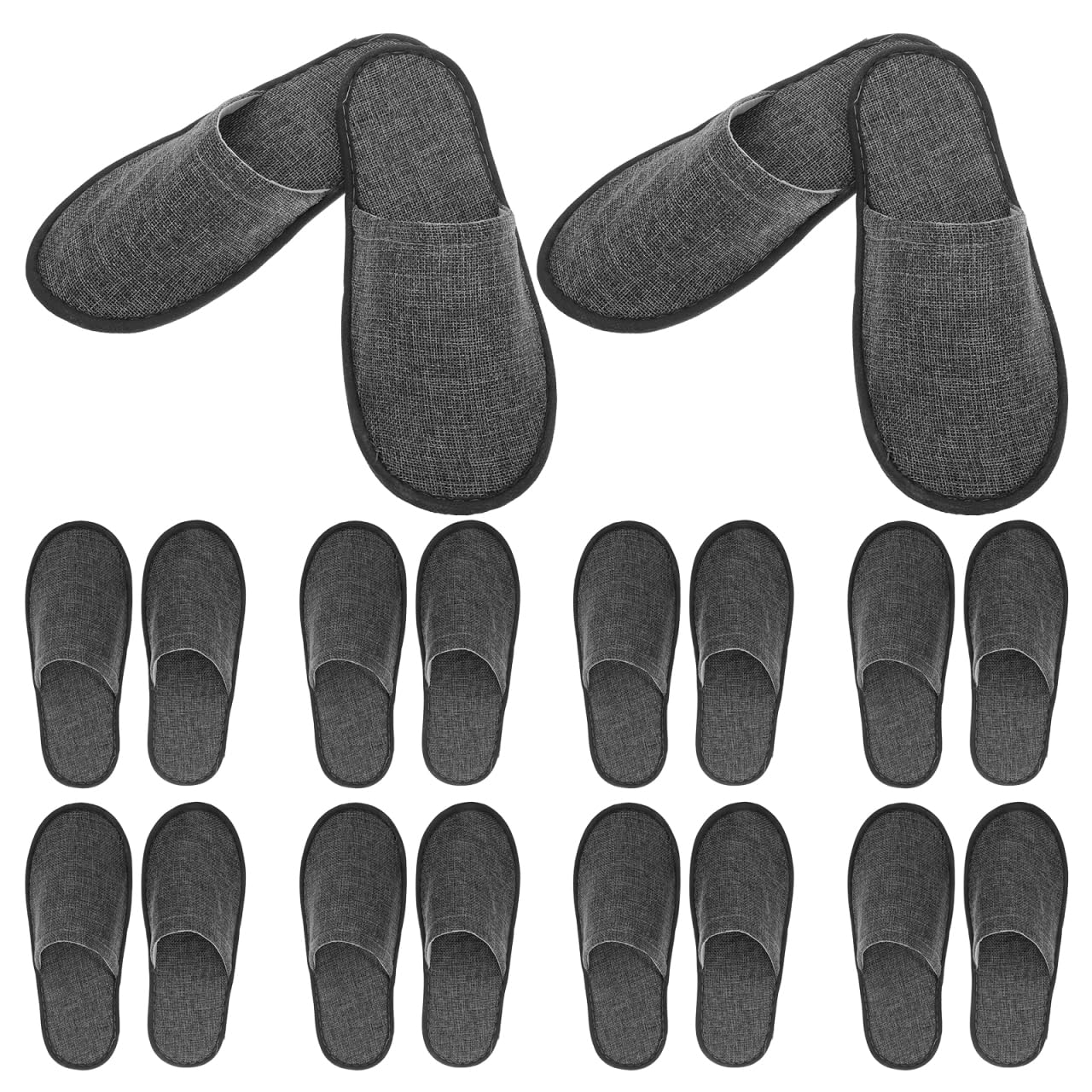 Disposable Cotton Linen Hotel Slippers Non-Slip Foldable Lightweight Guest Slippers Pack of 20 for Home Spa Travel