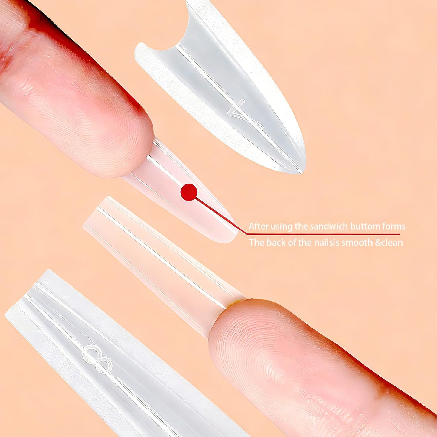 Original Sandwich Nails Dual Forms, 240Pcs Reusable Nail Forms for Acrylic & Builder Gel Nails Extension, 15 Sizes Easy to Use Plastic Forms(Almond Round)
