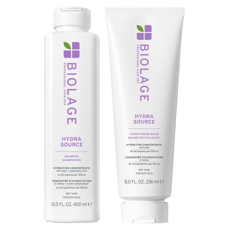 Biolage Hydra Source Shampoo & Conditioning Balm Set - Deeply Hydrates & Moisturizes Dry Hair, Infused with Fermented Aloe & Micro-Filtered Hyaluronic Acid, Vegan & Paraben-Free, 13.5 Fl Oz
