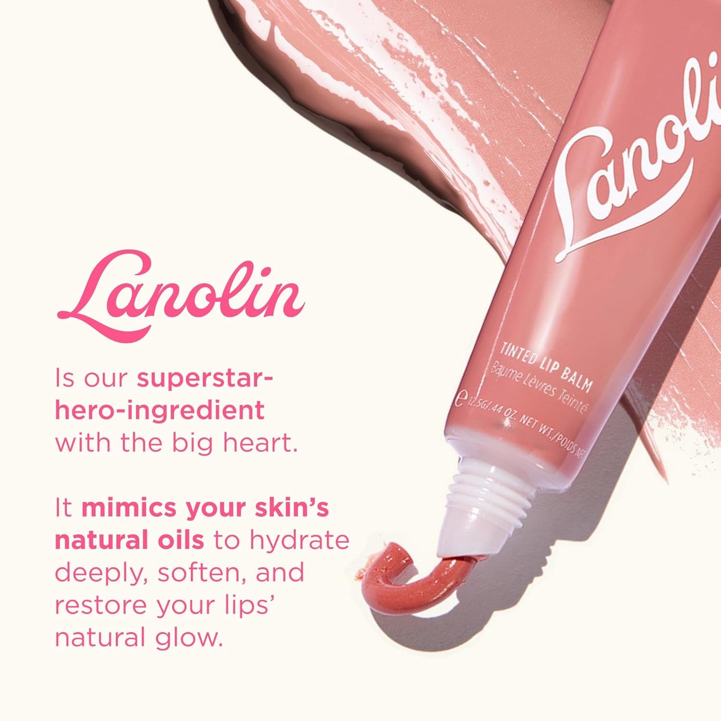 Lanolips Tinted Lip Balm - Moisturizing Color-Tinted Balm with Lanolin & Vitamin E | Perfect Nude (12.5g)