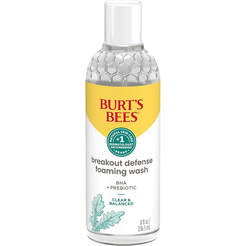 Burt's Bees Foaming Face Wash - BHA Breakout Defense Cleanser for All Skin Types | 8 Oz.