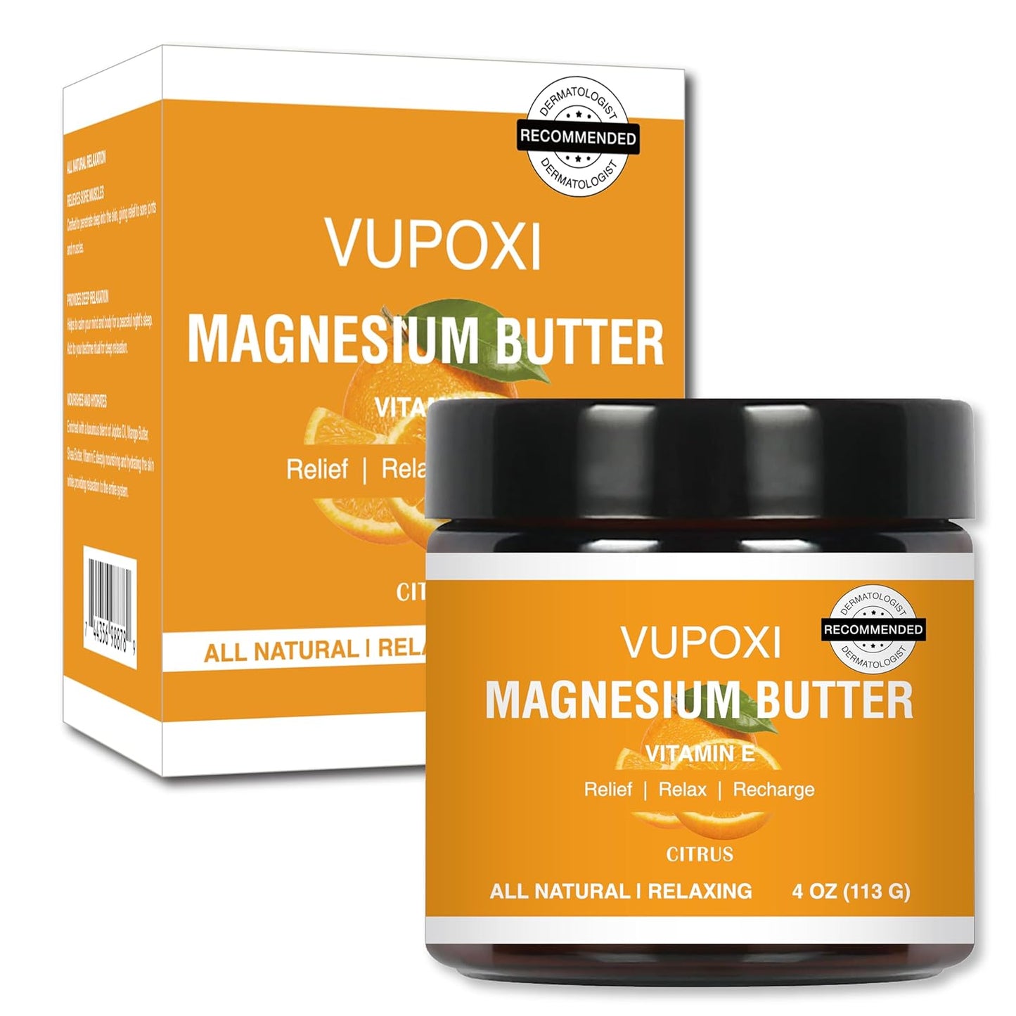 Magnesium Cream for Sleep & Muscle Relief - Soothing Topical Lotion with Vitamin E & Shea Butter | 4 fl oz, Citrus Scent