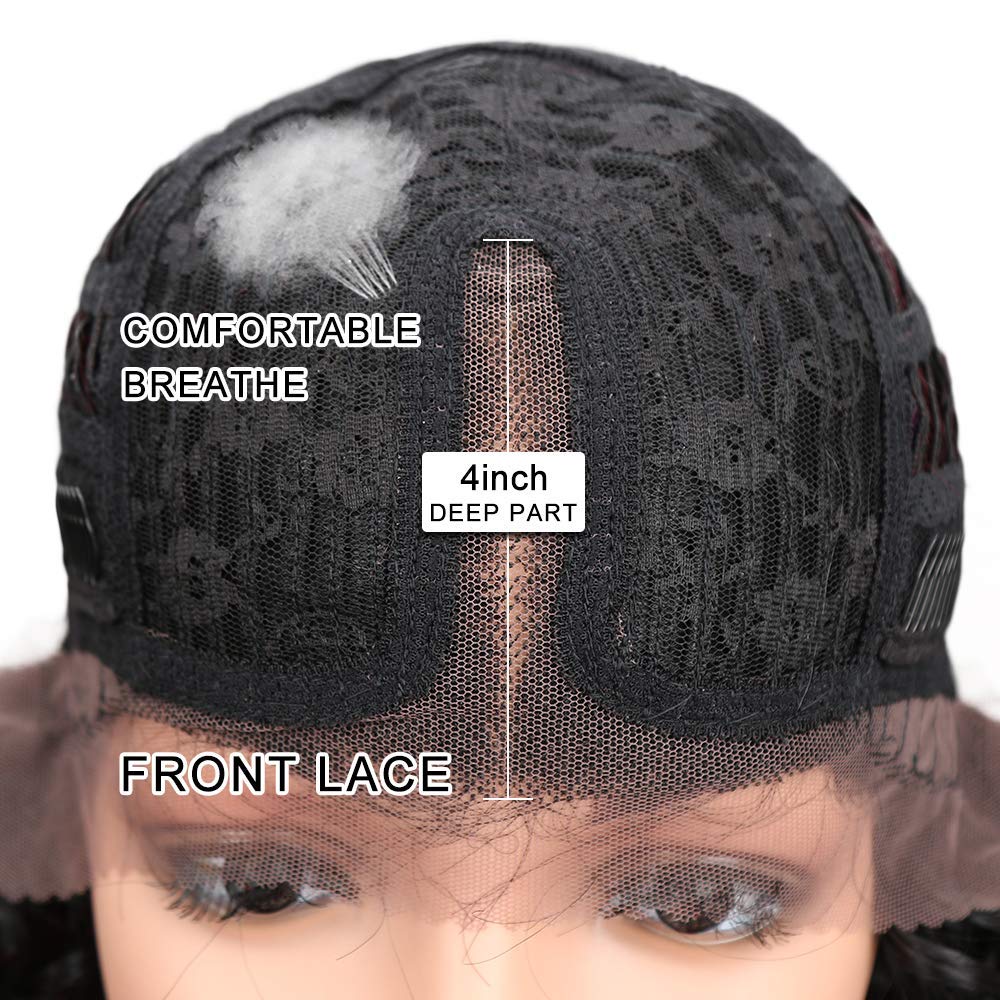 Joedir Lace Front Wigs 30'' Long Wavy Synthetic Wigs For Black Women 130% Density Ombre Wigs with Baby Hair Heat Resistant Wig(RT6/23C)