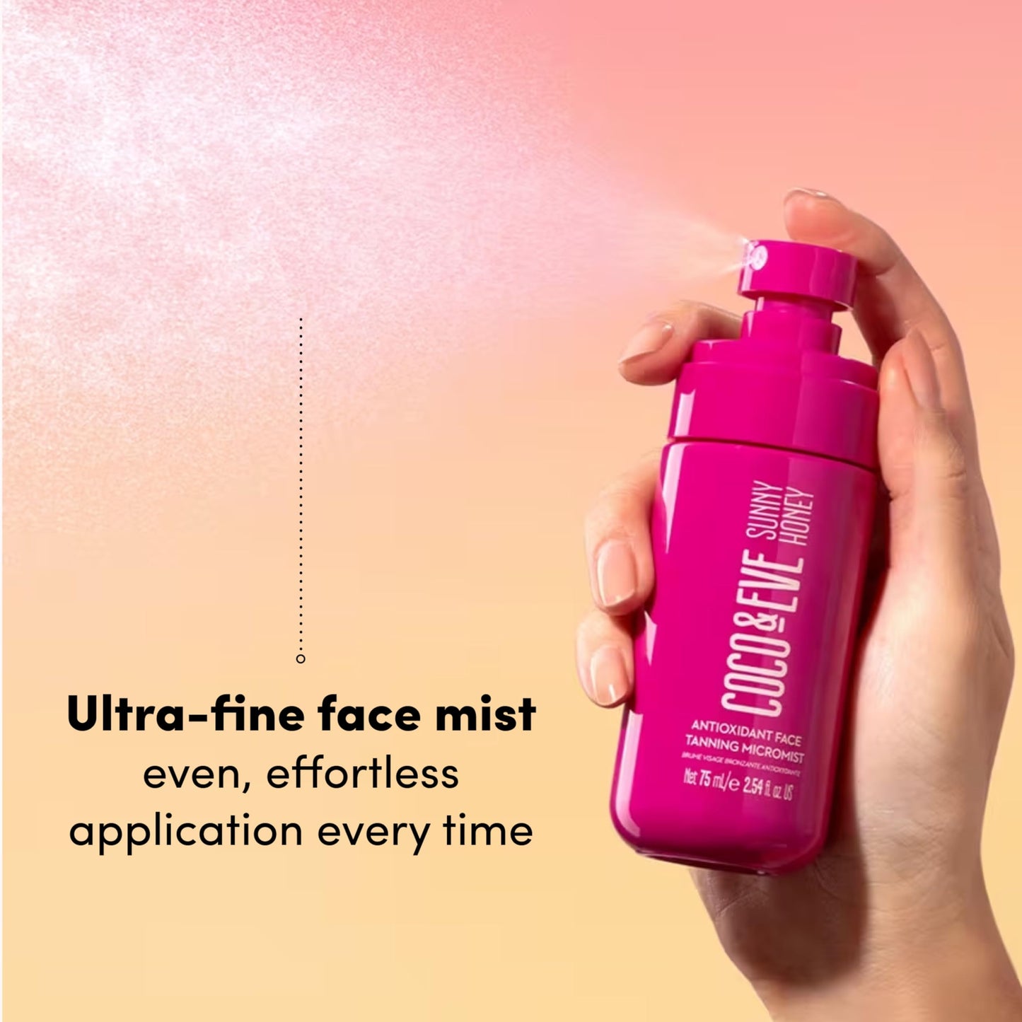 Coco & Eve Face Tanning Micromist – Sunless Facial Self Tanner Ultra Fine Mist for Face, Included Hyaluronic Acid & Antioxidants, Fast-Absorbing, Streak-Free Glow, Vegan & Cruelty-Free 2.54 Fl Oz
