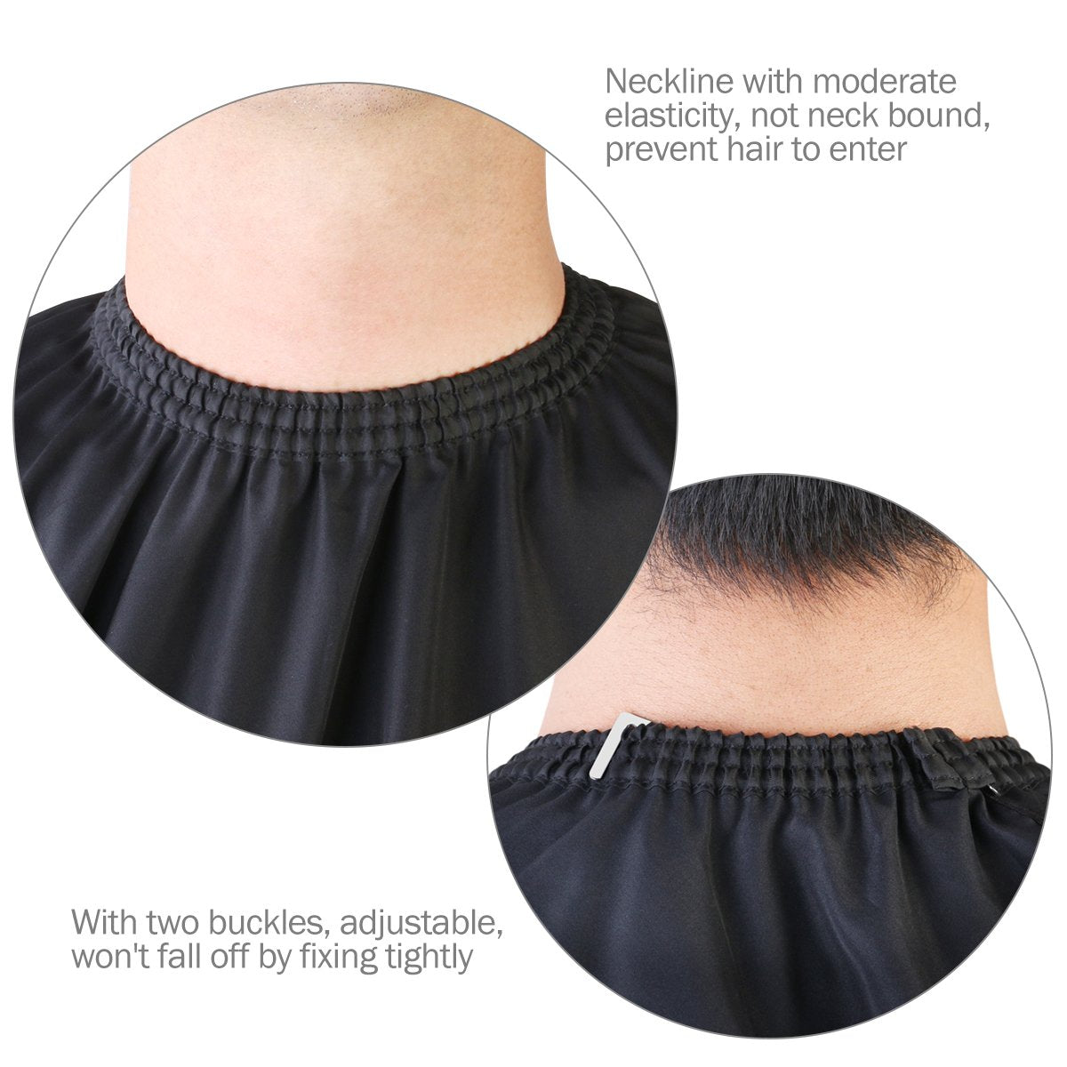 ULTNICE Salon Home Barbers Hairdressing Cape Gown with Viewing Window for Hair Cutting 63 * 57"(Black)