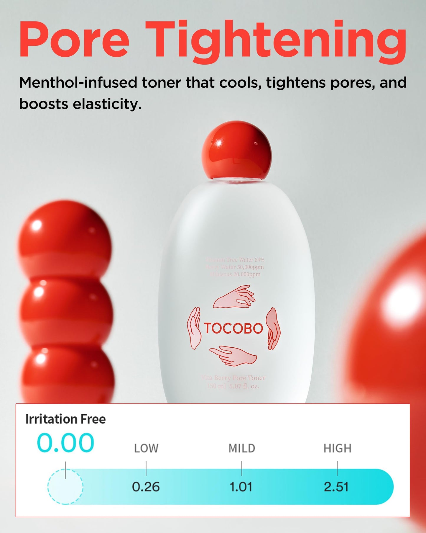 TOCOBO Vita Berry Pore Toner – Korean Vegan Alcohol-Free Face Toner with Hibiscus, Niacinamide & Vita Berry Water for Pore Tightening - Oil Balancing & Gentle Exfoliation, 5.07 fl.oz.