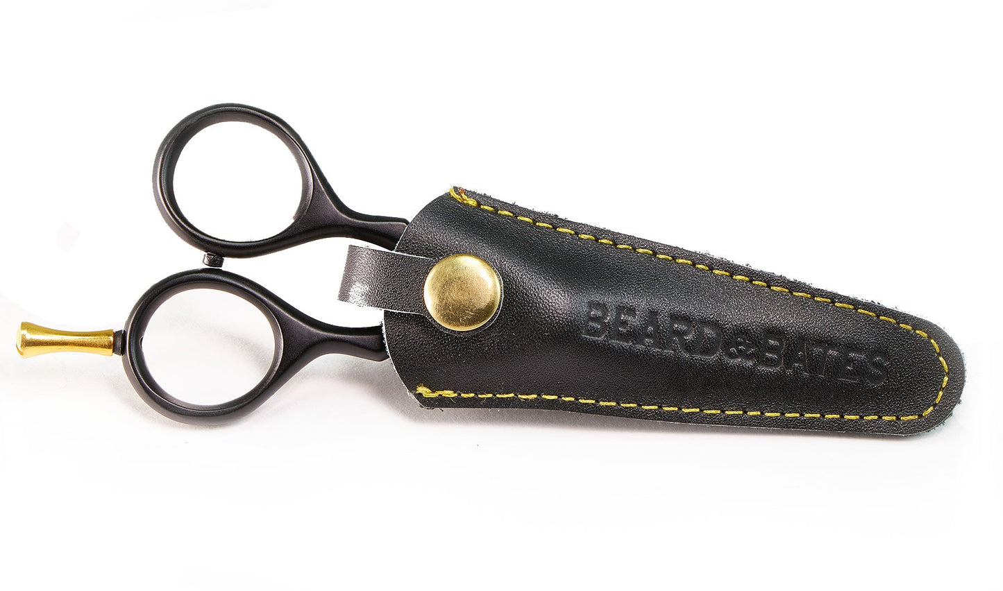 BEARD & BATES 1878 Black Label Shears | Premium Grooming Scissors with Holster for Beards and Mustaches
