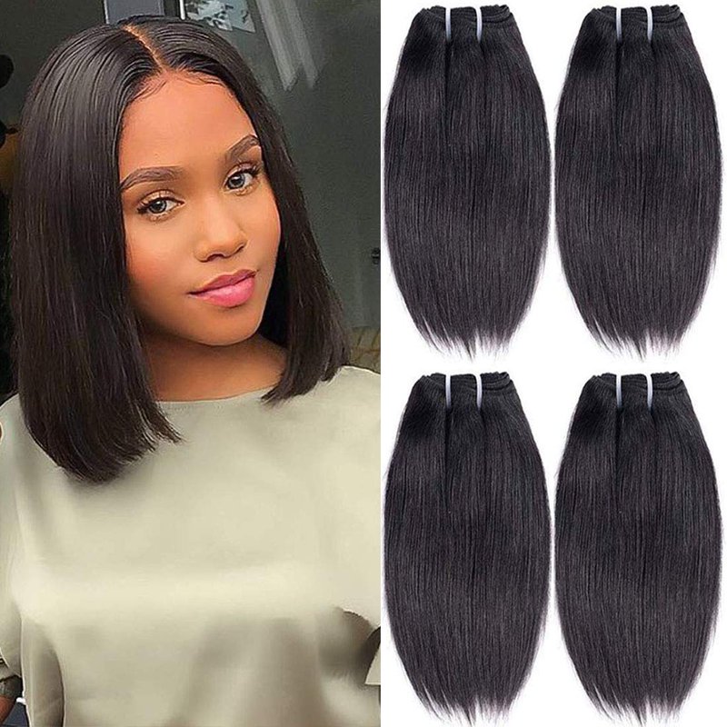 10 Inch Short Human Hair Bundles - Natural Color 100% Unprocessed Brazilian Virgin Hair | 4 Bundles
