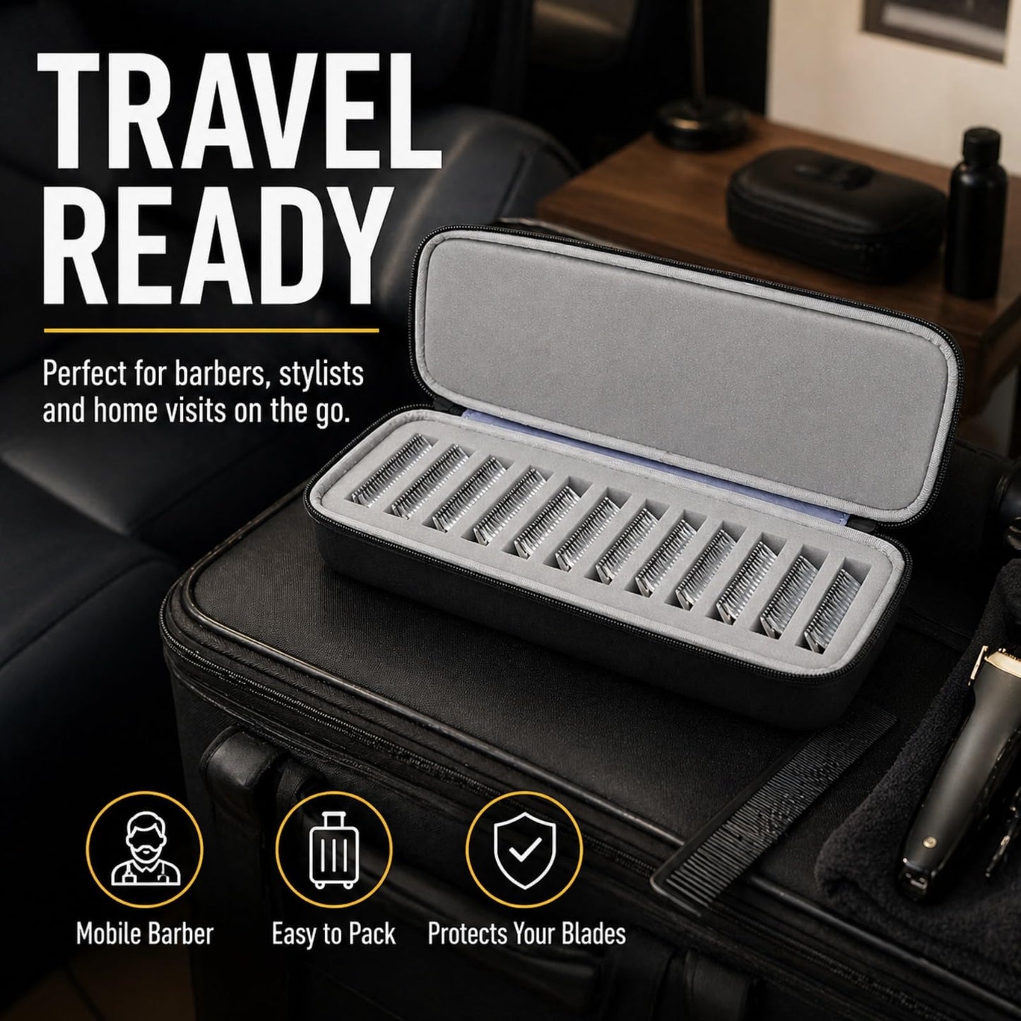 Comecase Clipper Blade Case Holder Organizer, Hard EVA Travel Carrying Storage for Wahl/for Andis/for Oster A5 Detachable Blades, Holds 12 Blades for Barbers and Pet Groomers (Box Only)