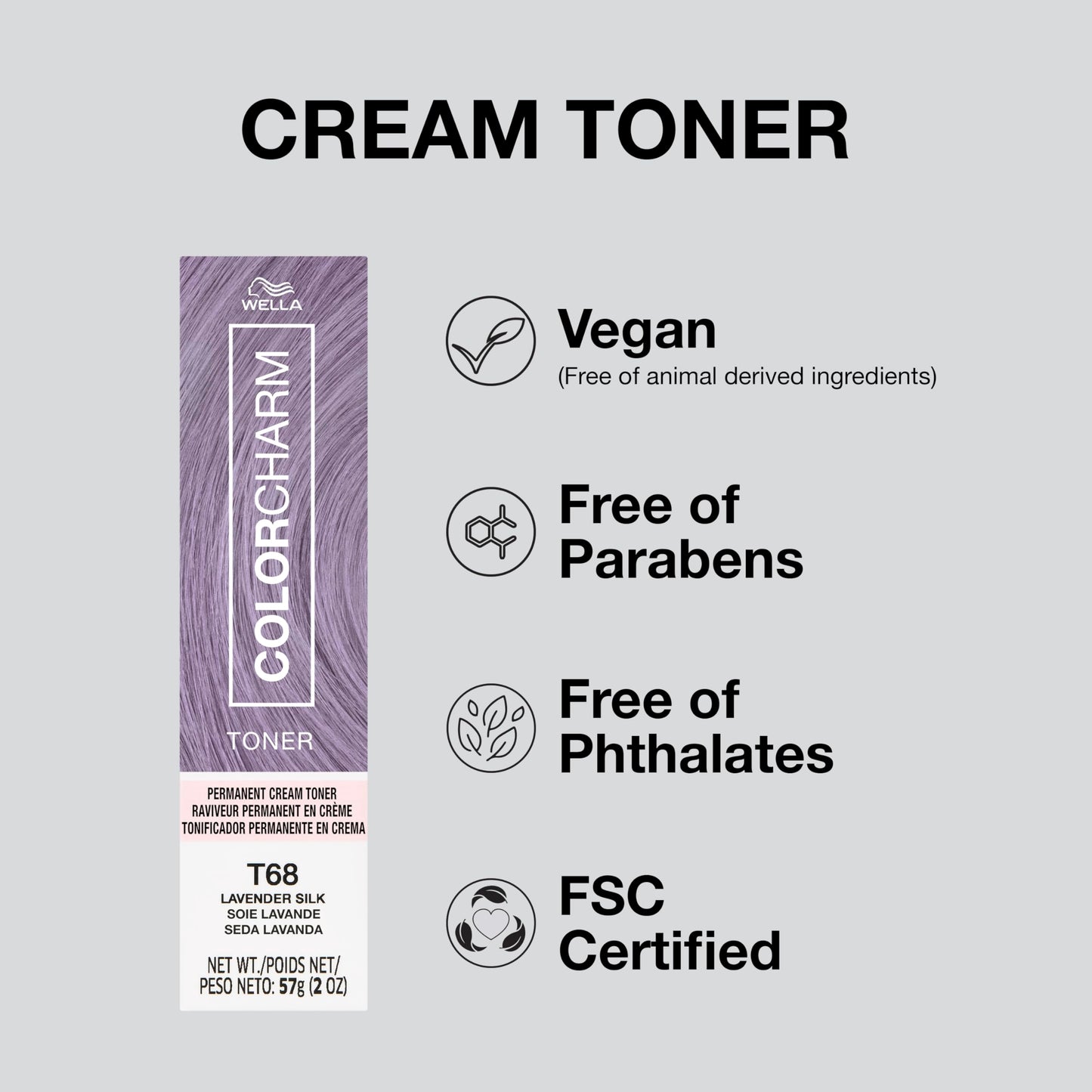COLORCHARM Permanent Cream Toner | Neutralize Brass | Free of Animal-Derived Ingredients, Parabens & Gluten Free | T86 Radiant Lilac | 2 oz