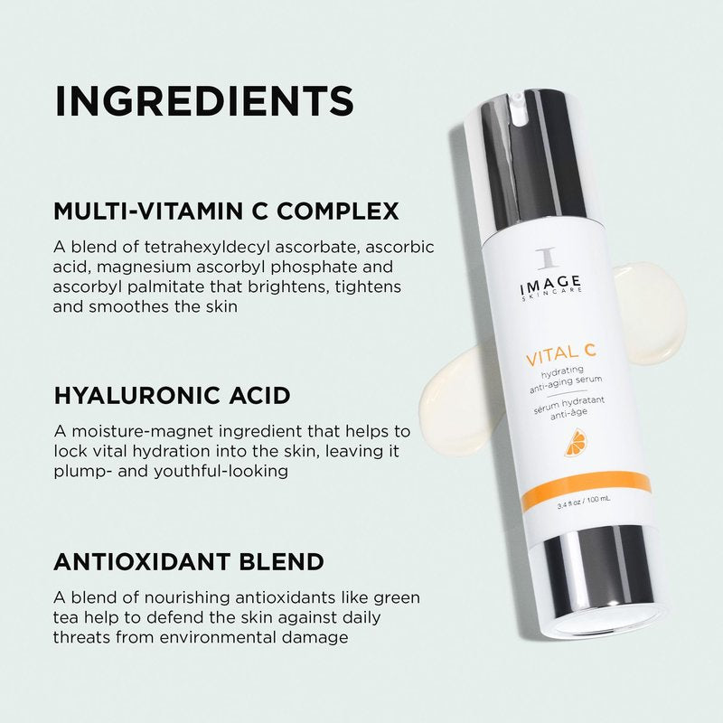 IMAGE Skincare, VITAL C Hydrating Face Serum, with Vitamin C and Hyaluronic Acid, to Brighten, Tone and Smooth Appearance of Wrinkles, 1.7 fl oz