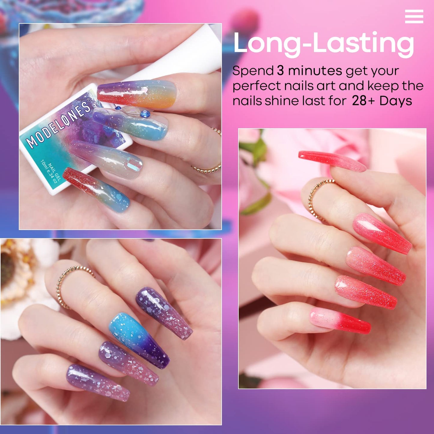 modelones 8Pcs Color Changing Gel Nail Polish and Base & Top Coat Set