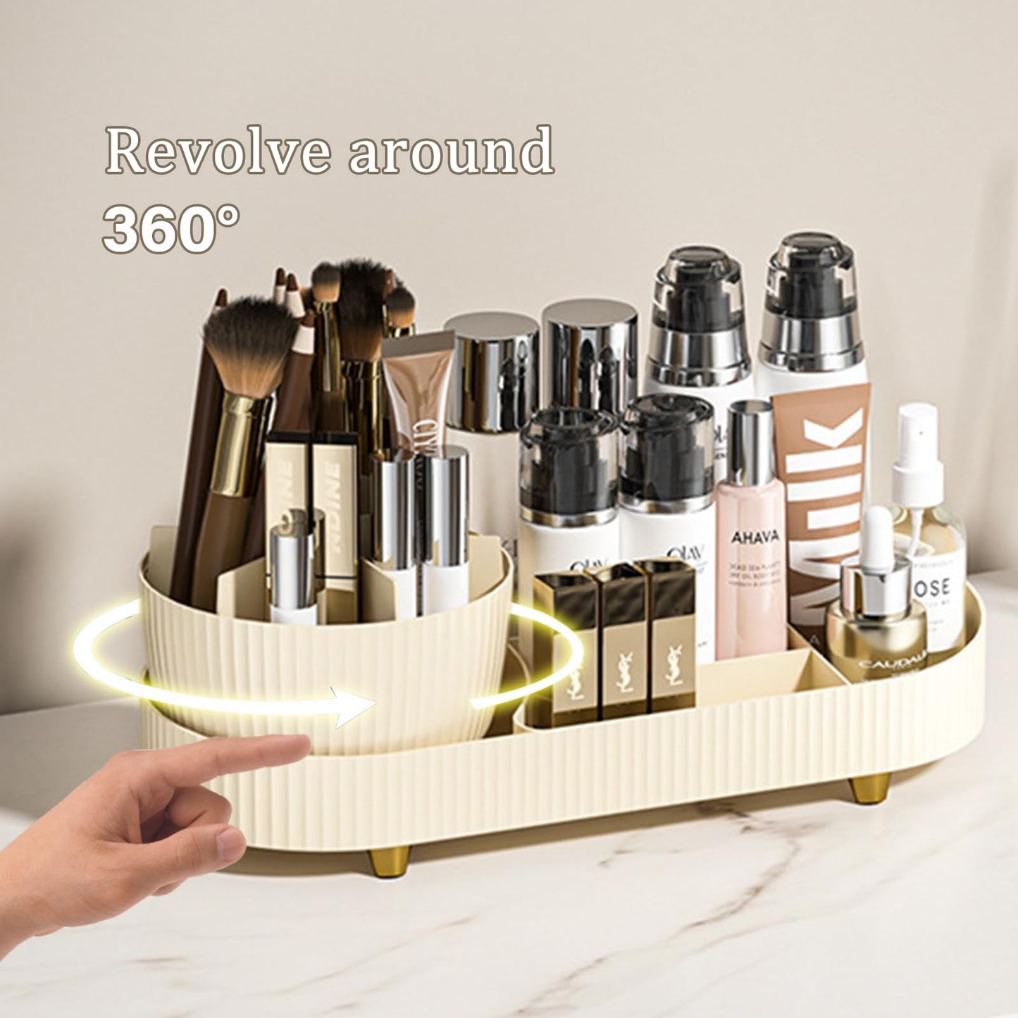Covered Rotating Makeup Organizer with lid 360-Degree Rotation, Dust Cover-Perfect for Cosmetic Makeup Storage,Lotions Display Cases,Spinning Makeup Skincare Organizer,Countertop Perfume Organizer