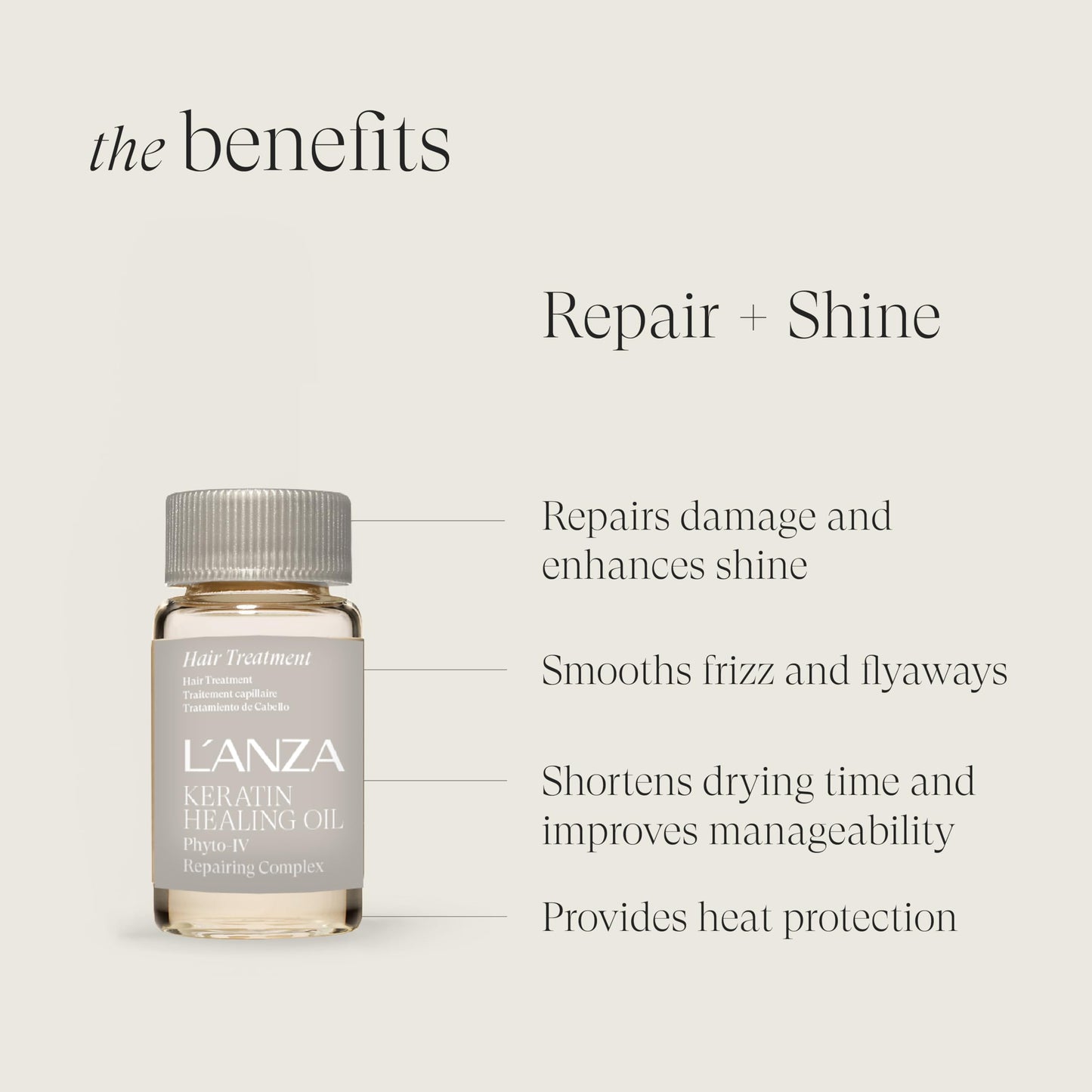 L'ANZA Keratin Healing Oil Hair Treatment Repairs Dry, Damaged Hair, Split Ends, Smooths Flyaways, Adds Silky Shine, Color Safe Anti Frizz, Heat & UV Protection Anti-Humidity, Sulfate Free
