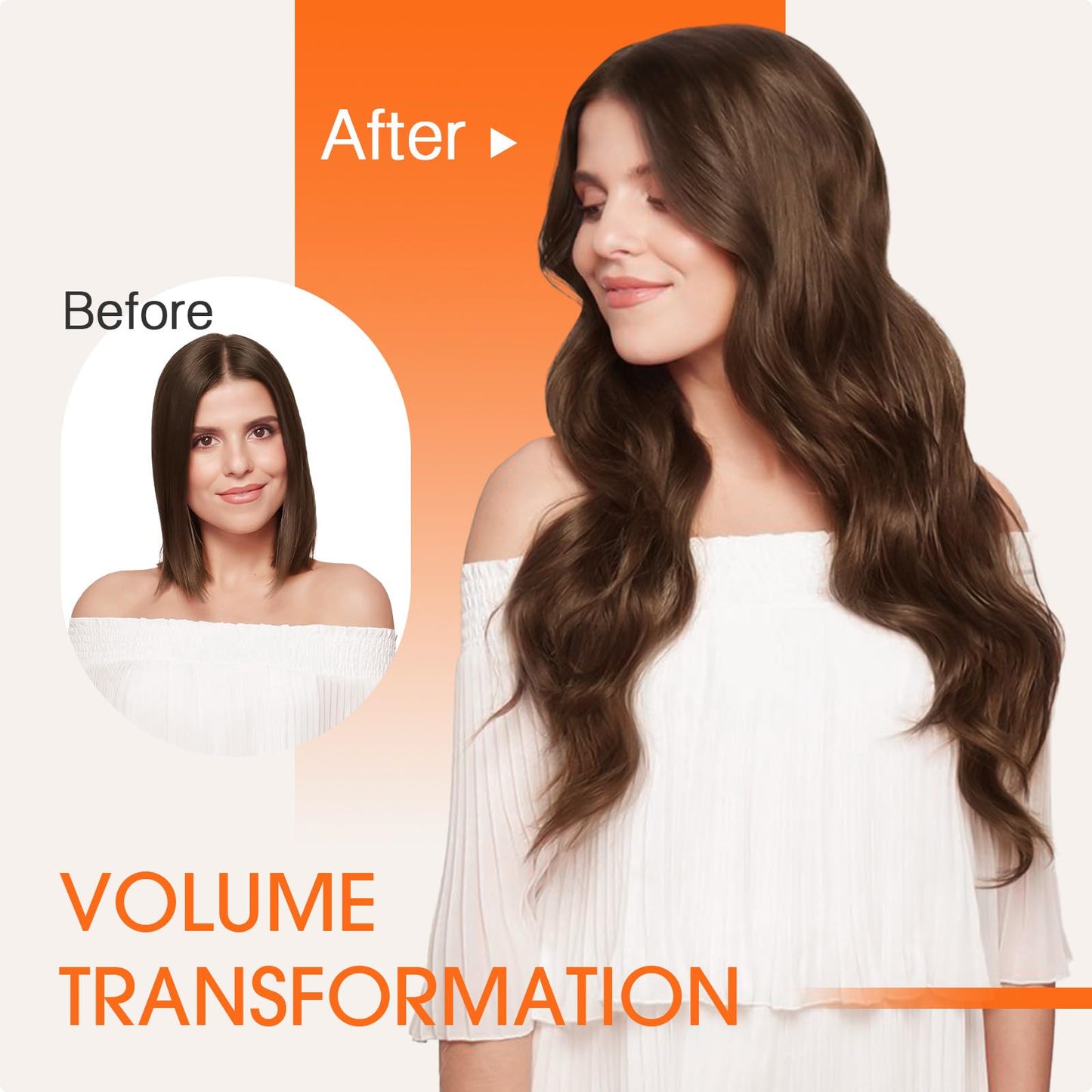 TESS Seamless Clip in Hair Extensions Human Hair Remy Clip ins Natural Soft Straight 8pcs 18Clips, 14 Inch, Dark Brown