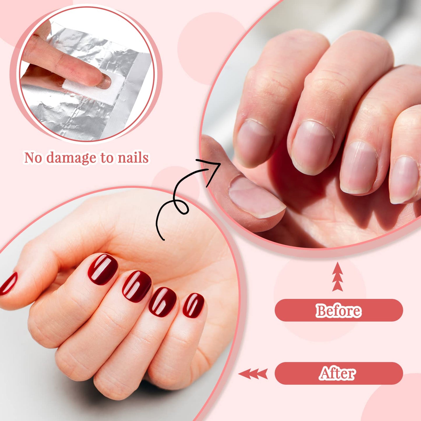 Demissle 1000 Pcs Gel Nail Polish Remover Foil Wraps Bulk Nail Soak off Foil Wraps Gel Finger Polish Remover with Pre-Attached Lint Pad, Silver