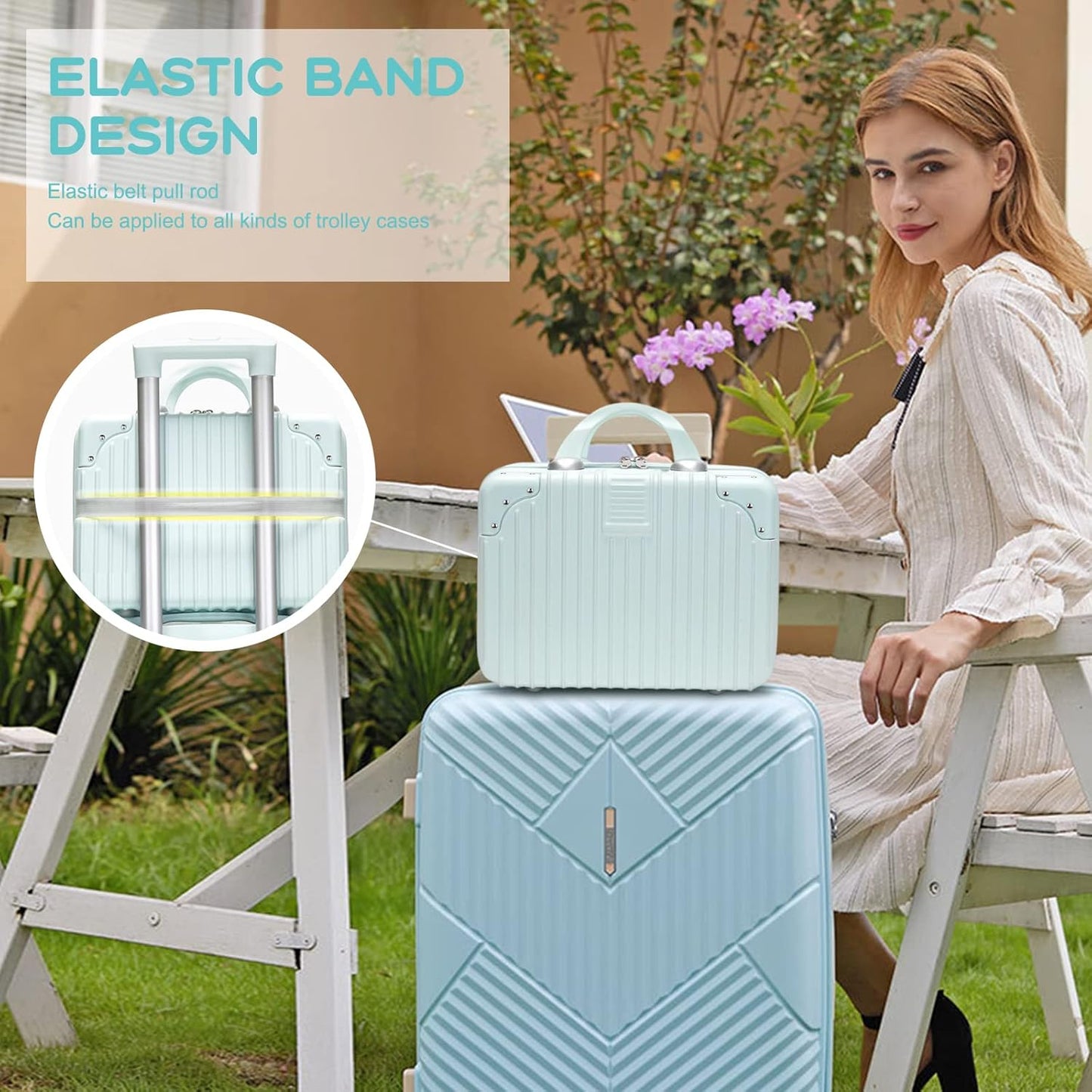 Makeup Travel Case - 11L Hard Shell Cosmetic Organizer with Elastic Band & Zipper | Portable Waterproof ABS for Women