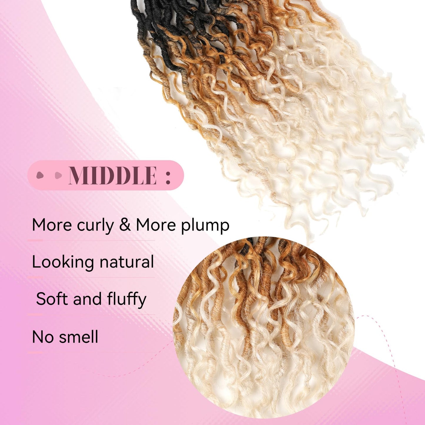 Aipin New Goddess Locs Crochet Hair 22 Inch Boho River Locs Hippie Locs Wavy Crochet With Curly Hair In Middle And Ends Braids Hair Extensions (8Packs,22 inch, T1B/27/613)
