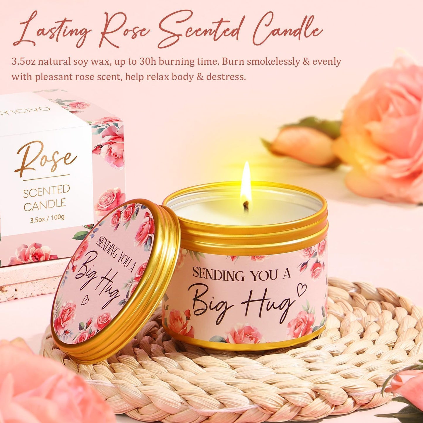 Mothers Day Birthday Gifts for Women Self Care Gift, Rose Spa Gift Baskets Bath Set Get Well Soon Care Package Easter Gifts for Women Mom Her Sister Friend Wife Grandma Teacher Nurse w/ Blanket