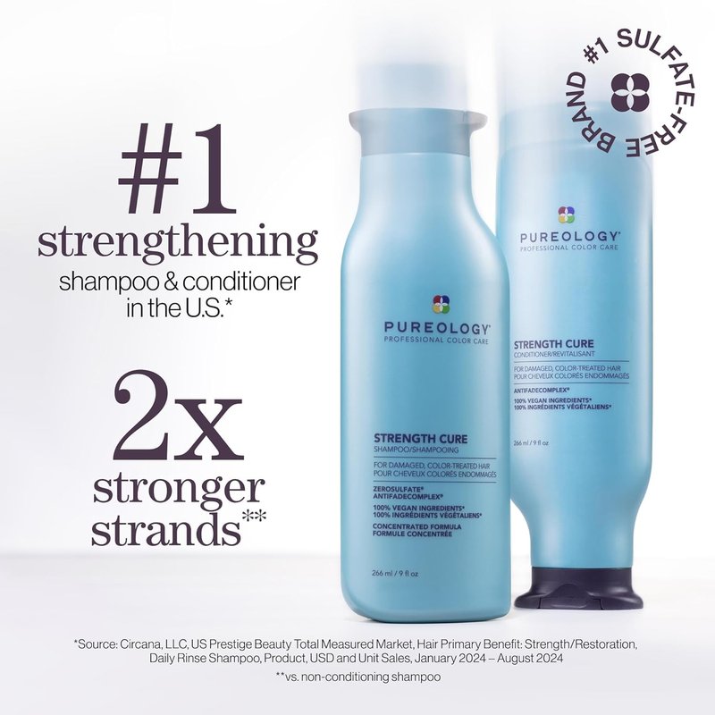 Pureology Hair Strengthening Discovery Kit - Shampoo, Conditioner, Color Fanatic Leave-In Treatment & Hairspray, Strengthens, Instant Softness & Shine, For Damaged and Color Treated Hair, Sulfate-Free