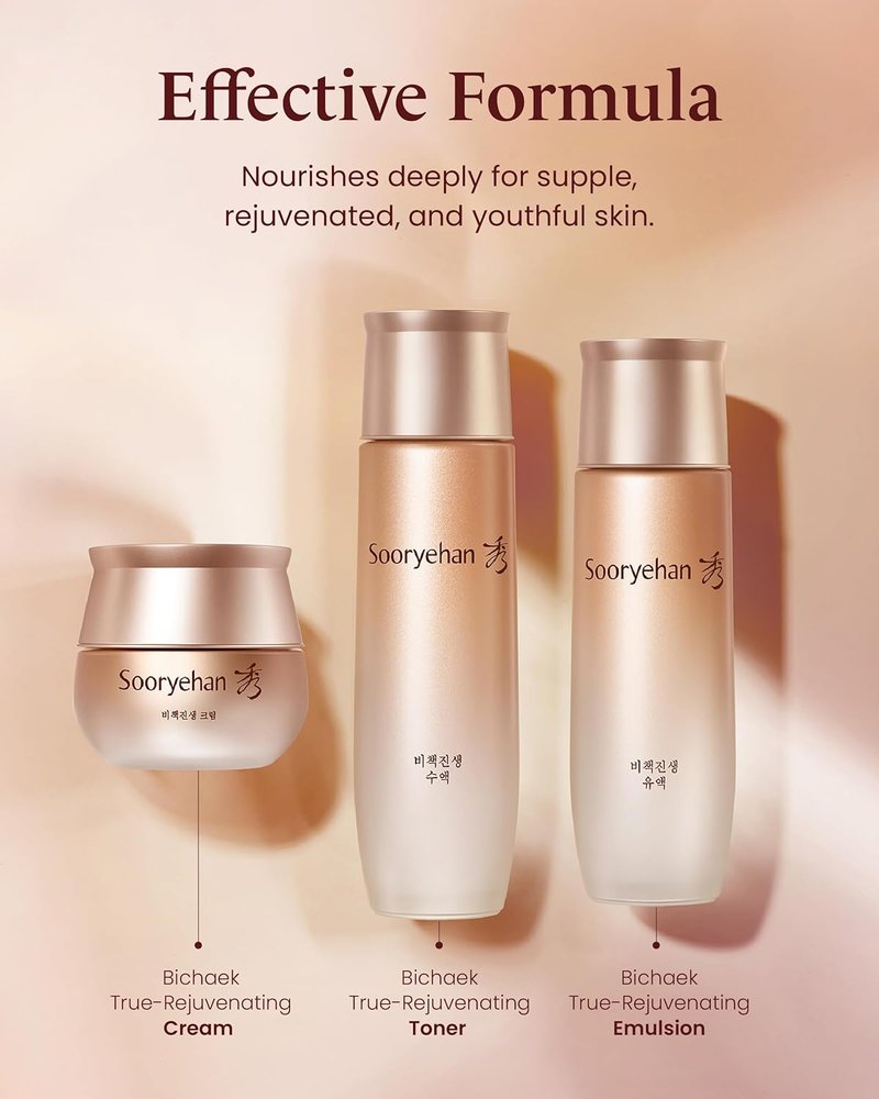 Sooryehan Bichaek True-Rejuvenating Skincare Gift Set | Radiant & Firm Skin, Korean Ginseng Extracts - 206 ml/6.97 fl oz