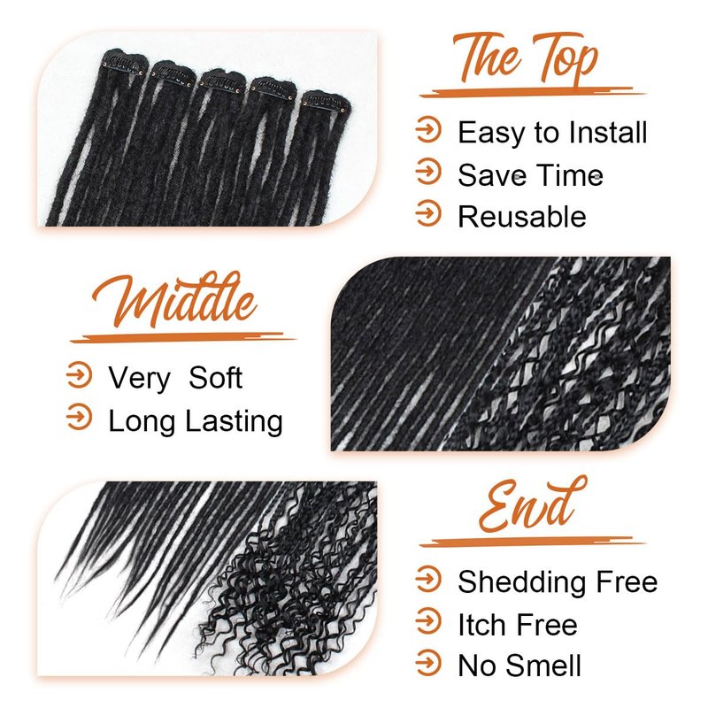 Clip-In Dreadlock Extensions - 24 Inch Synthetic Dreads for Women | 10 PCS Mixed Colors