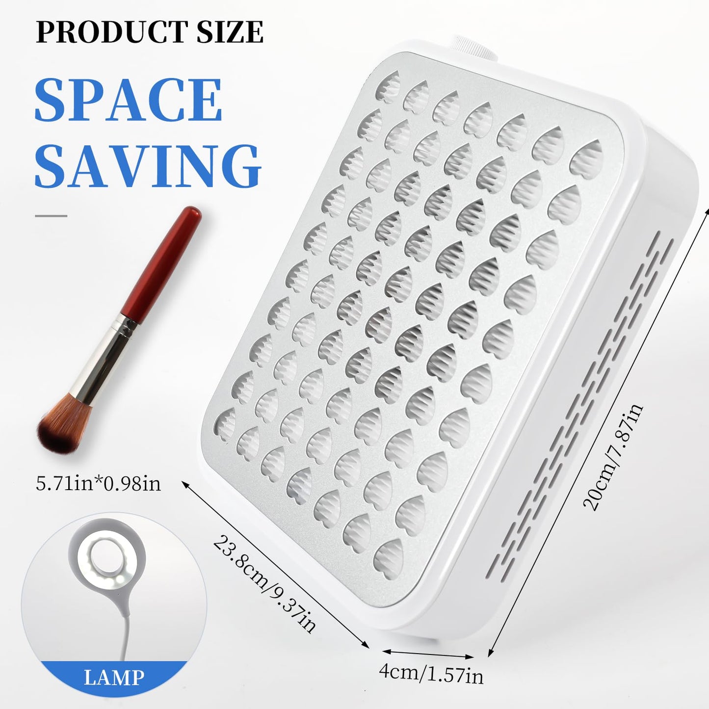 ANGNYA Nail Dust Collector with Lamp,Vacuum Fan Rechargeable Dust Collector with Dust Brush Powerful Brushless Dust Collector for Acrylic Gel Nail Polishing, Perfect for Salon Home Use